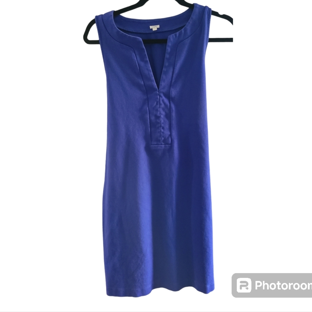 J. CREW Sleeveless Shift mini royal blue cotton dress M‎